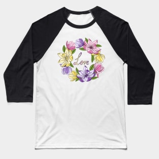 Love - Magnolia Flowers Baseball T-Shirt